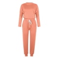 thumbnail image 4 of Mrat Pants Sets Women 2 Piece Outfits 2 Piece Jogging Sets Solid Polyester Long Sleeve Sweatsuits Sets Two Piece Track Suits Drawstring High Waist Pants Set Comfy Outfits E-Orange S, 4 of 5