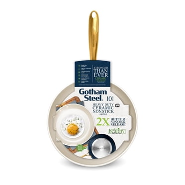 Gotham Steel Fry Pan Nonstick Skillet 10" Cream Navy Pan100% PFOA Free Cookware