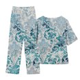 thumbnail image 4 of Ensembles 2 Pcs pour Femmes Été Imprimé Manches Courtes Demi-Manches Col Rond Haut Court + Ensemble Pantalon Décontracté Ensemble Deux Pièces Tenue de Détente Ensembles Grande Taille en Liquidation, 4 of 4