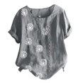 thumbnail image 4 of CHUANK Chemises pour Femmes Dames Liquidation T-Shirts d'Été Décontractés pour Femmes Col Rond Manches Courtes Imprimé Floral Chemise Ample Hauts, 4 of 4