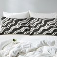 thumbnail image 4 of YST Simple Ripple Bed Sheets Set Full Size 4pcs, Waves Geometric Printed Sheet Set For Bedroom, Gradient Stripes Soft Kids Teens Fitted Sheet， Black White Abstract Microfiber Bedding Set, 4 of 5
