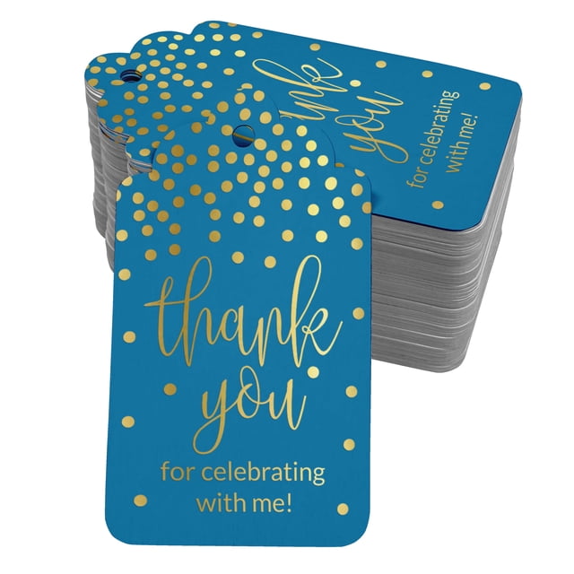Inkdotpot Pack Of 100 ThankYou For Celebrating With Me Birthday Favor Paper Tags Craft Real Gold Foil Hang Tags