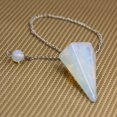 thumbnail image 2 of Angelstones Natural Gemstone Crystal Opalite Hexagonal Pointed Reiki Chakra Pendant Pendulum, 2 of 2