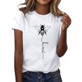 thumbnail image 2 of JIRNDf Hauts d'Été pour Femmes T-Shirts Tendance Imprimé Floral Col Rond Manches Courtes Décontracté Confortable Élégant Mignon Graphique Tees pour Femmes Chemises Blanc L, 2 of 5