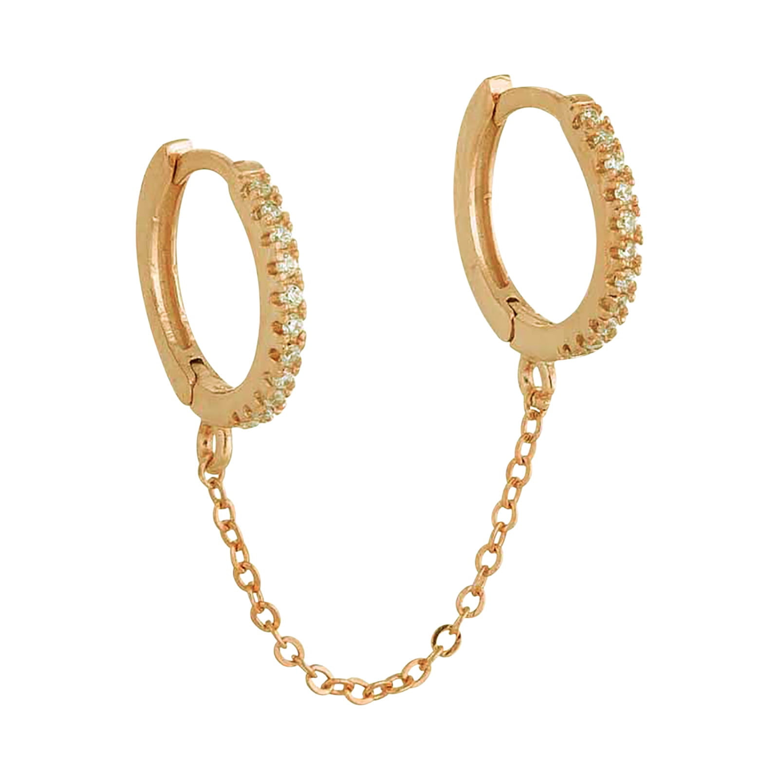TIMIFIS Earrings Exquisite Fashion Ladies Long Chain Earrings Copper Set Zircon Earrings Ladies Chain Earrings Double Pierced Chain Earrings Earrings Valentine'S Day Gift