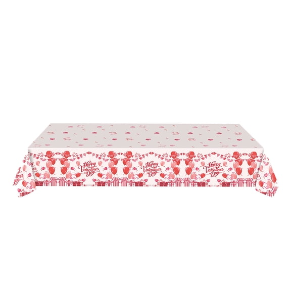 Valentines Day Decoration,Happy Valentine Day Round Tablecloth Love Heart Plaid, Polyester Table Cover for Kitchen Dining Room Party Decor