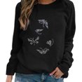 thumbnail image 2 of Fashion Womens Casual O-neck Butterfly Rhinestone Long Sleeve Tops T-shirt, 2 of 5