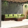 thumbnail image 1 of vidaXL 5 Piece Garden Lounge Set with Cushions Poly Rattan Brown, 1 of 5