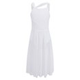 thumbnail image 4 of Oyolan Robe de Danse Ballet Sans Manches en Maille Transparente pour Filles, Blanc 8, 4 of 7