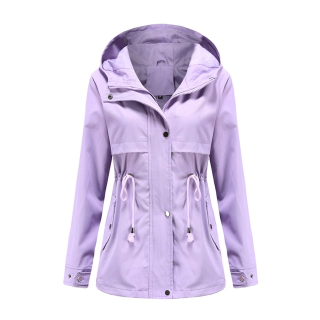 Veste Légère Femme Veste de Pluie Unie pour Femmes Vestes d'Extérieur Imperméable Imperméable à Capuche Coupe-Vent Veste Légère pour Femmes en Liquidation