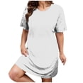 thumbnail image 2 of UPPADA Robe T-Shirt Décontractée d'Été pour Femme Grande Taille Sans Manches Évasée avec Poches Col Ras du Cou Plissée Robe Débardeur Coupe Ample Boho Plage Robes d'Été Blanc, TG, 2 of 5