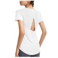 thumbnail image 1 of Blouses pour Femmes Col Rond Uni Décontracté Sport Manches Courtes Ajouré Respirant Paréo Yoga, 1 of 1