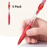 Qocolhg Rollerball Red Pens, 5 Count Retractable Fine Point Journaling Pens with 0.5mm Medium Red Ink, Ink Red Pen, Smooth Writing Pens, Office Supplies Back to School Supplies on Clearance