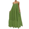 thumbnail image 2 of Meichang Robes Maxi pour Femmes 2024 Grande Taille Robe d'Été Fluide Évasée Robes de Plage Unie Coupe Ample Robe Camisole Décontractée Longues Robes, 2 of 8