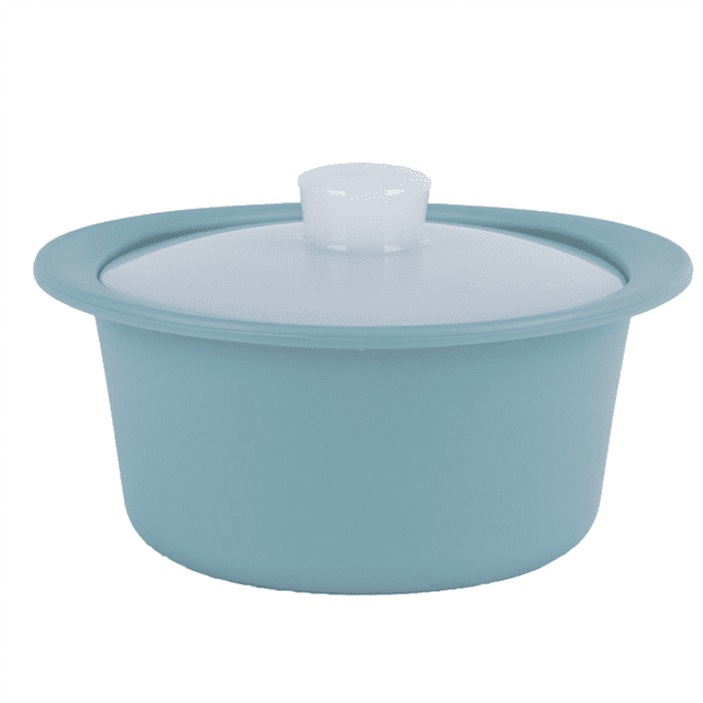 Silicone Microwave Steamer Pot with Handle & Lid-Grade Steamer Bowl, Heat- Cooker , Dishwasher Safe Blue