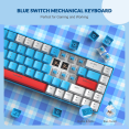 thumbnail image 2 of HAOAN T8 Clavier de Jeu 60 % 68 Touches Compact Mini Clavier Mécanique Filaire avec 18 Commutateurs Bleus Rétroéclairés RVB Chroma Câble de Clavier Bobiné USB-C pour PC Portable Mac XBOX - Bleu Blanc, 2 of 7