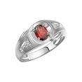 thumbnail image 3 of RYLOS Men's Rings Sterling Silver Rings Classic Designer Style 8X6MM Oval Gemstone & Diamond Ring Garnet January Birthstone Rings For Men Size 12, 3 of 7