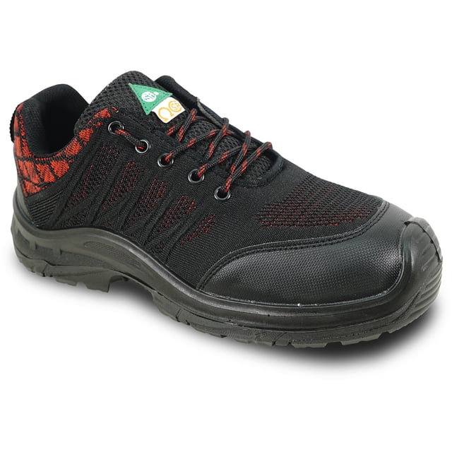vangelo Chaussure de Sécurité pour Homme à Embout d'Acier Homologuée ASTM CSA HELMUT-1 Protection contre les Perforations et aux Orteils Antidérapante Noir Rouge Taille 8W