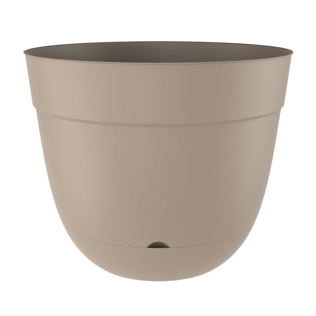 TierraVerde Jardinière Intérieur-Extérieur en Bouleau Sans Rebord Kaki 12"D, Jardinière de Jardin Arrondie en Matériau Recyclé Écoresponsable avec Soucoupe à Clipser pour Maintenir l'Hydratation des Plantes, Conçue pour une Utilisation Intérieure et durable à la Maison Ou dans les Environnements de Jardin, Souvent Utilisée pour des Présentations Décoratives de Plantes.