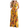 thumbnail image 1 of bbymog Robes Femmes Mode Plage Imprimé Tropical Été Col en V Sans Manches Robe Décontractée Coupe Ample Longues Robes pour Femmes Jaune TG, 1 of 4