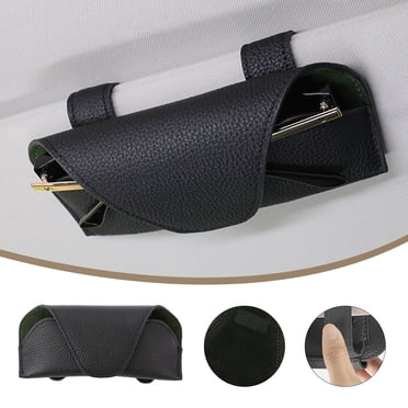 TopLLC Support de Lunettes de Soleil pour Pare-Soleil de Voiture, Étui de Rangement pour Lunettes en Cuir, avec Fermeture Magnétique Dissimulée, Accessoires pour Pare-Soleil de Véhicule, Boîte Organisatrice pour Lunettes de Soleil