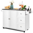 thumbnail image 1 of Costway Kitchen Island 2-Door Storage Cabinet Stainless Steel Top w/Drawers & Spice Rack, 1 of 10