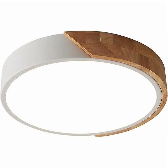 Promotion d'Automne, schindora Plafonnier à DEL 24 W Blanc Chaud 3000 K 2400 Lm, Plafonniers Modernes Ronds en Bois pour Intérieur 30 cm pour Salon Salon Ro