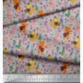 thumbnail image 2 of Soimoi Cotton Cambric Fabric Floral,Musical Instruments & Animals Cartoon Printed Craft Fabric by The Yard 42 Inch Wide, 2 of 3