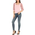 thumbnail image 2 of INSPIRE CHIC Blouse pour Femme à Pois, Encolure Carrée, Maille Semi-Transparente, Manches 3/4, 2 of 6
