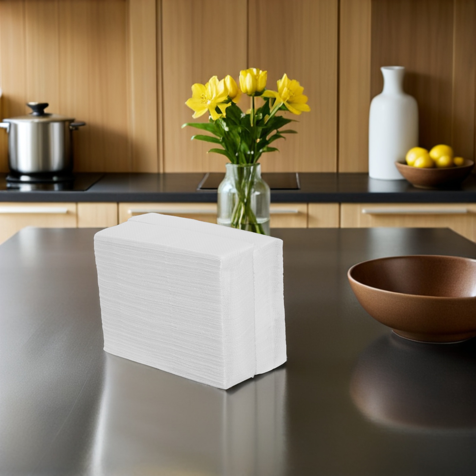 Minkissy 400Pcs White Tissue Paper Towel for Home Cafe Restaurant with Thickened Water Absorbent Soft Material