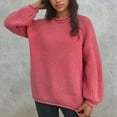 thumbnail image 5 of BVOFAR Chandails pour Femmes Grande Taille Chandails de Couleur Unie Manches Longues Col Rond Hauts Décontractés Coupe Ample Chandail, 5 of 5
