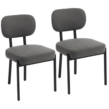 HOMCOM Upholstered Linen Fabric Dining Chairs, Kitchen Chairs, Grey