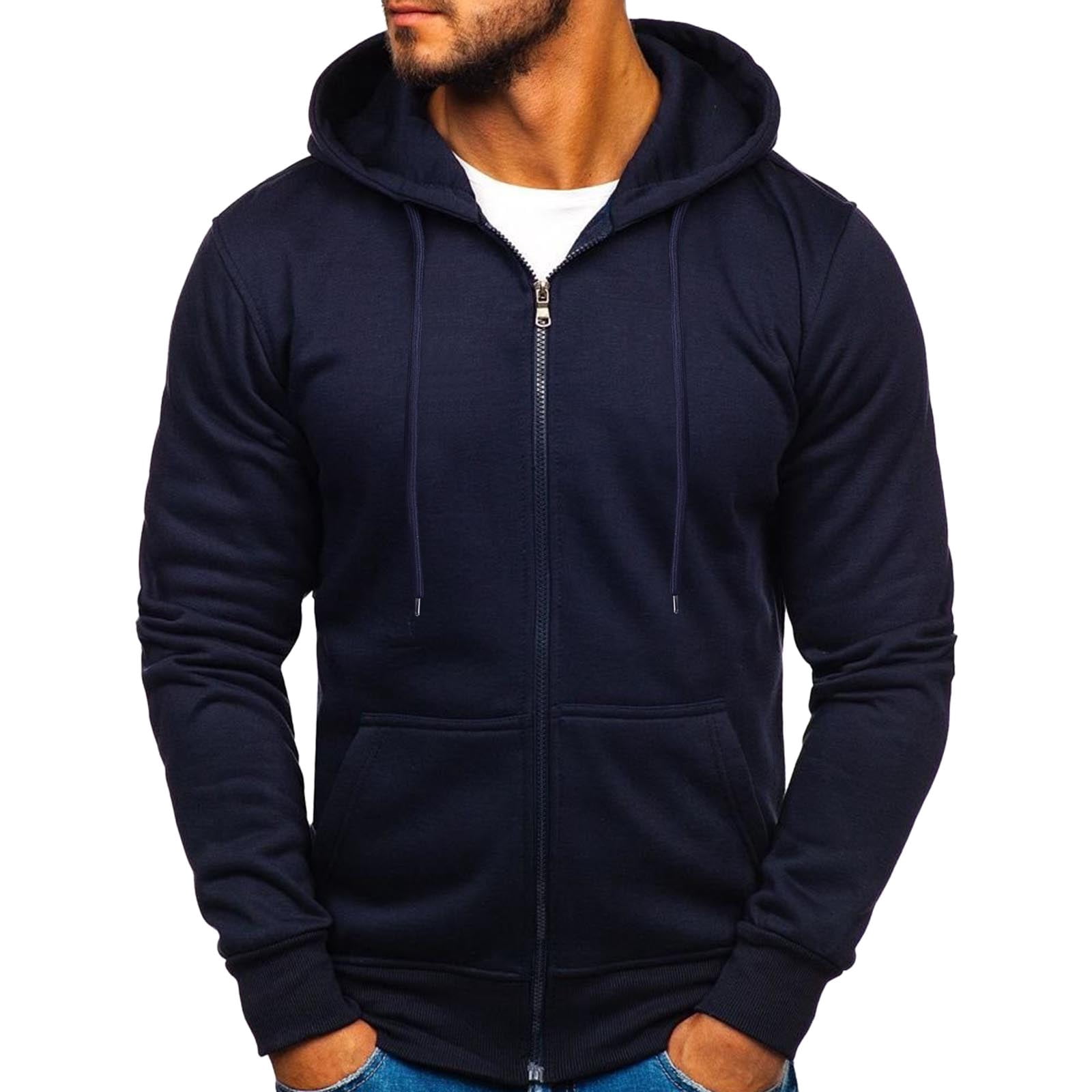 Outfmvch Hoodies For Men Hoodie Thick Fleece Custom Graphic Printed Hooded Shirt Sweat Men Luxury Hoodie Zip Up Hoodie Navy L