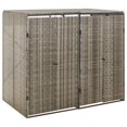 thumbnail image 1 of vidaXL Double Wheelie Bin Shed Grey 140x80x117 cm Poly Rattan, 1 of 5