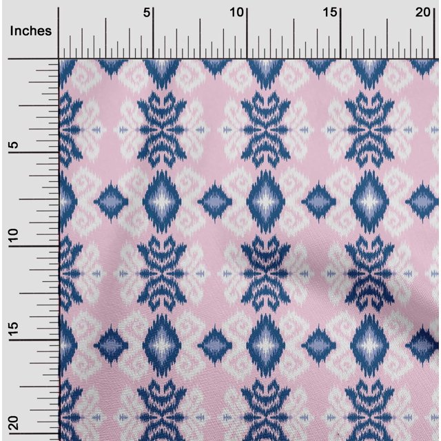 oneOone Georgette Viscose Fabric Diamond & Swirl Ikat Printed Craft Fabric BTY 42 Inch Wide