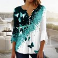 thumbnail image 1 of T-Shirt à Manches Courtes Imprimé Floral Top Dames Bleu L, 1 of 5