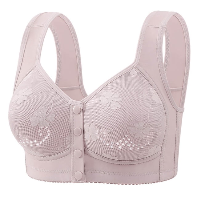 Kaemgyyd Everyday Bra for Women Front Closure Full Coverage Compression Bra No Underwire Lace Bras Lightly Padded Bras