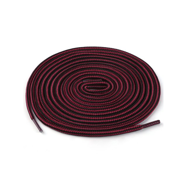 INSPIRE CHIC Unisex Round Rope Dual Colored Striped 1/5 Thick Boot Shoelace 90cm / 35.43" Black Wine Red