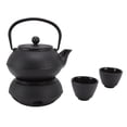 thumbnail image 2 of Cast Iron Tea Kettle, Energy Saving Cast Iron Kettle With Cups Warmer Strainer Mat For Office, 2 of 8