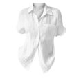 thumbnail image 1 of 2025 Chemise d'Été Unie pour Femmes, Chemise d'Été pour Femmes Ample Grande Taille à Manches Mi-Longues, Chemise pour Femmes Grande Taille en Texture de Coton, Chemise Habillée, Hauts pour Femmes Chic Décontracté, 1 of 4