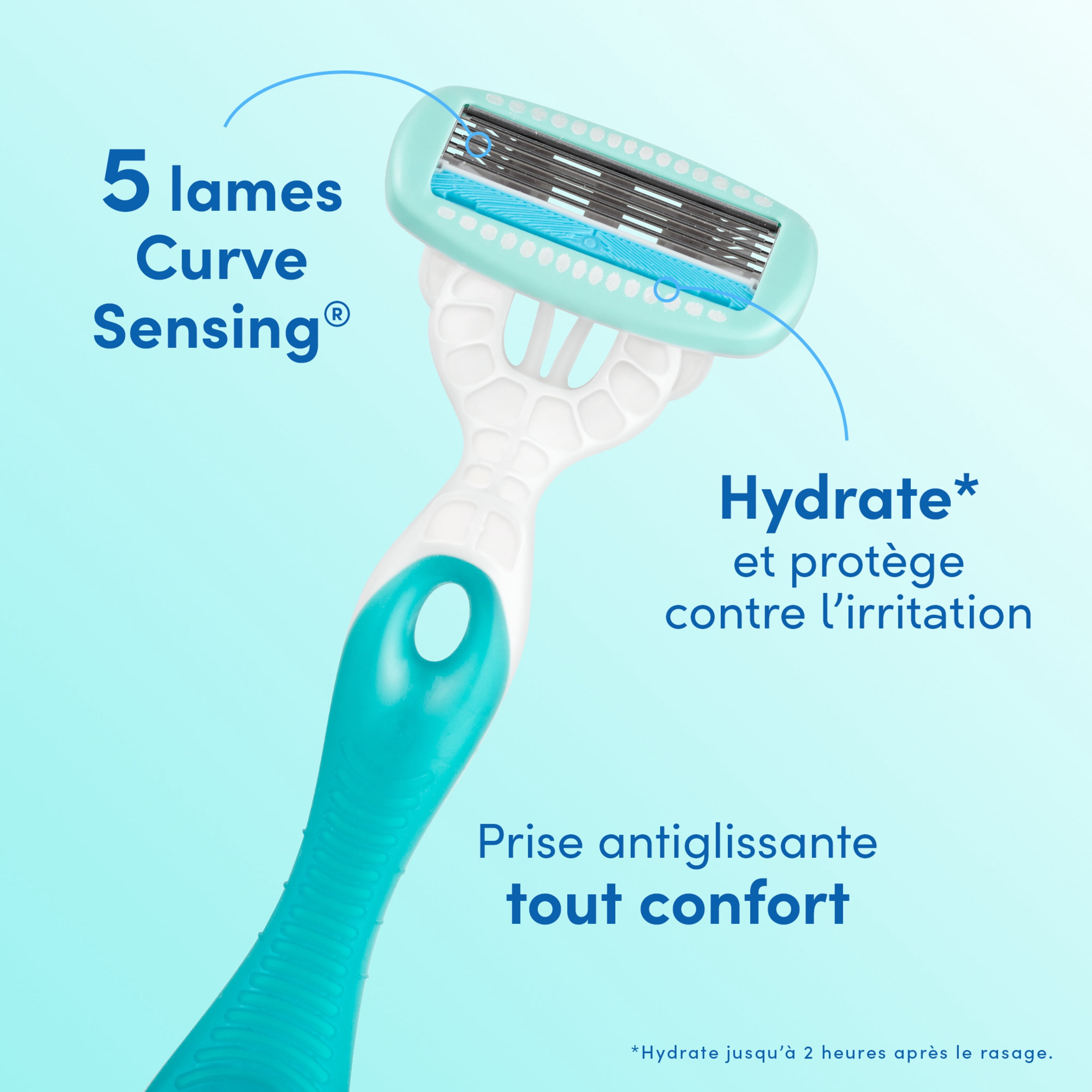 Rasoirs jetables à 5 lames Schick Hydro Silk pour peau ultra-sensible, emballage de 2 rasoirs pour femmes