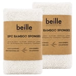 Beille 100% Bamboo Dish Sponges Kitchen Essentials Cleaning Supplies 4pk