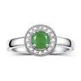 thumbnail image 4 of RYLOS Halo Designer Matching Set Sterling Silver: Ring, Earring & Pendant Necklace. Gemstone & Diamonds, 4MM Emerald May Birthstone; Size 10, 4 of 9