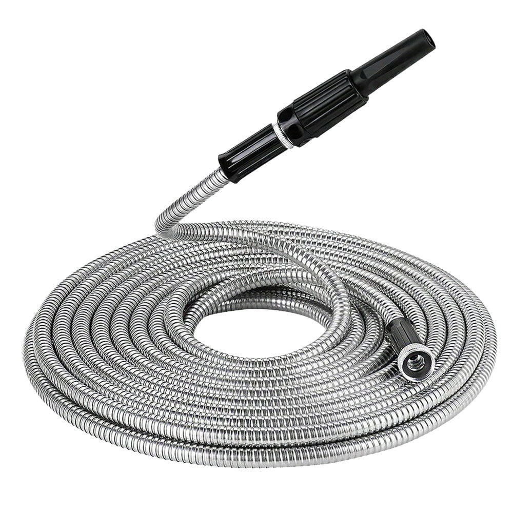 Raindrops Garden Hose Silver Coiled Design 1Pack for Homeowners Outdoor Tasks