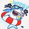 thumbnail image 4 of Hiiyo Boys Swimsuit Cartoon Shark Print Rash Guard Shorts with Hat Bathing Suit,3-Piece, 4 of 6