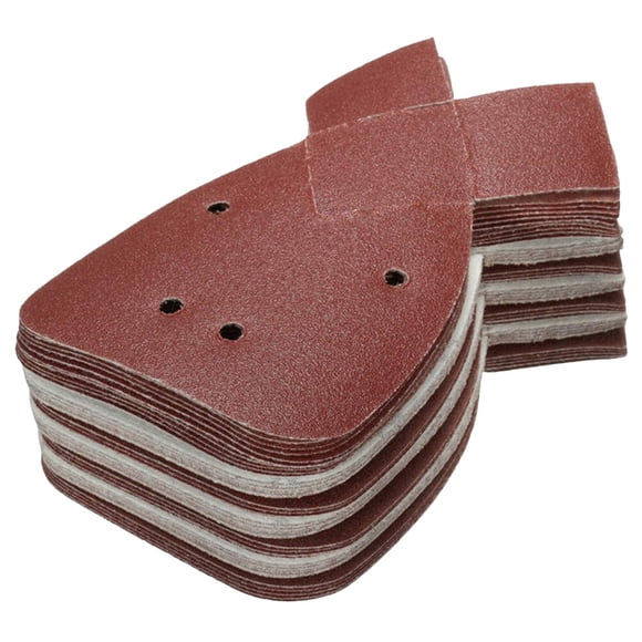 FRCOLOR Grid Sandpaper 60Pcs Durable Rabbit Ear Shaped Grit Sandpaper Dry Flocking Sandpaper 4 Hole Grit Sanding Disc Pads (Dark Red 40 60 80 120 180 240 for Each 10Pcs),6.5"X3.74"X2.36"