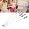 thumbnail image 4 of Skewers -6PCS Long BBQ Barbecue Sliding Grilling Cooking Stainless Steel Kebab Flat Skewers, 4 of 7