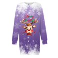 thumbnail image 5 of Wyzesi Robes d'Automne pour Femmes Invitées de Mariage Mi-Robe Chandail de Noël Imprimée pour Femmes Col Rond Manches Longues Ample Sans Capuche Robe Décontractée Robes Longues pour Femmes Formelles, 5 of 5