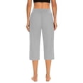 thumbnail image 3 of Plebaso Capri Pants for Women Drawstring Cropped Wide Leg Pants Lightweight Lounge Yoga Capris with Pockets, 3 of 7