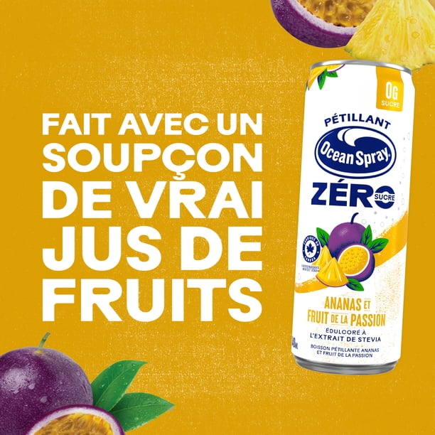 Ocean Spray Sparkling Pineapple Passion Fruit Zero Sugar 6x340ml